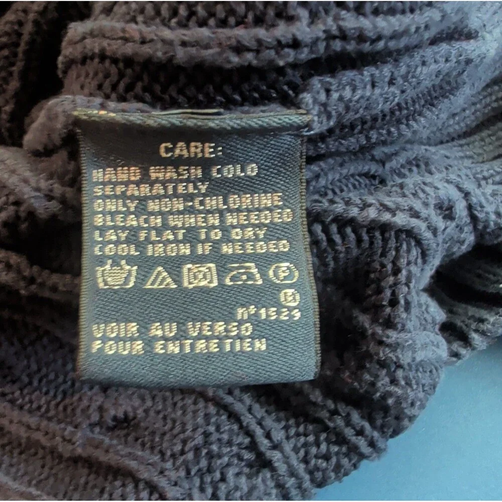 Ralph Lauren Sport Cable Knit Sweater Womens XL Blue Preppy Academia Classic